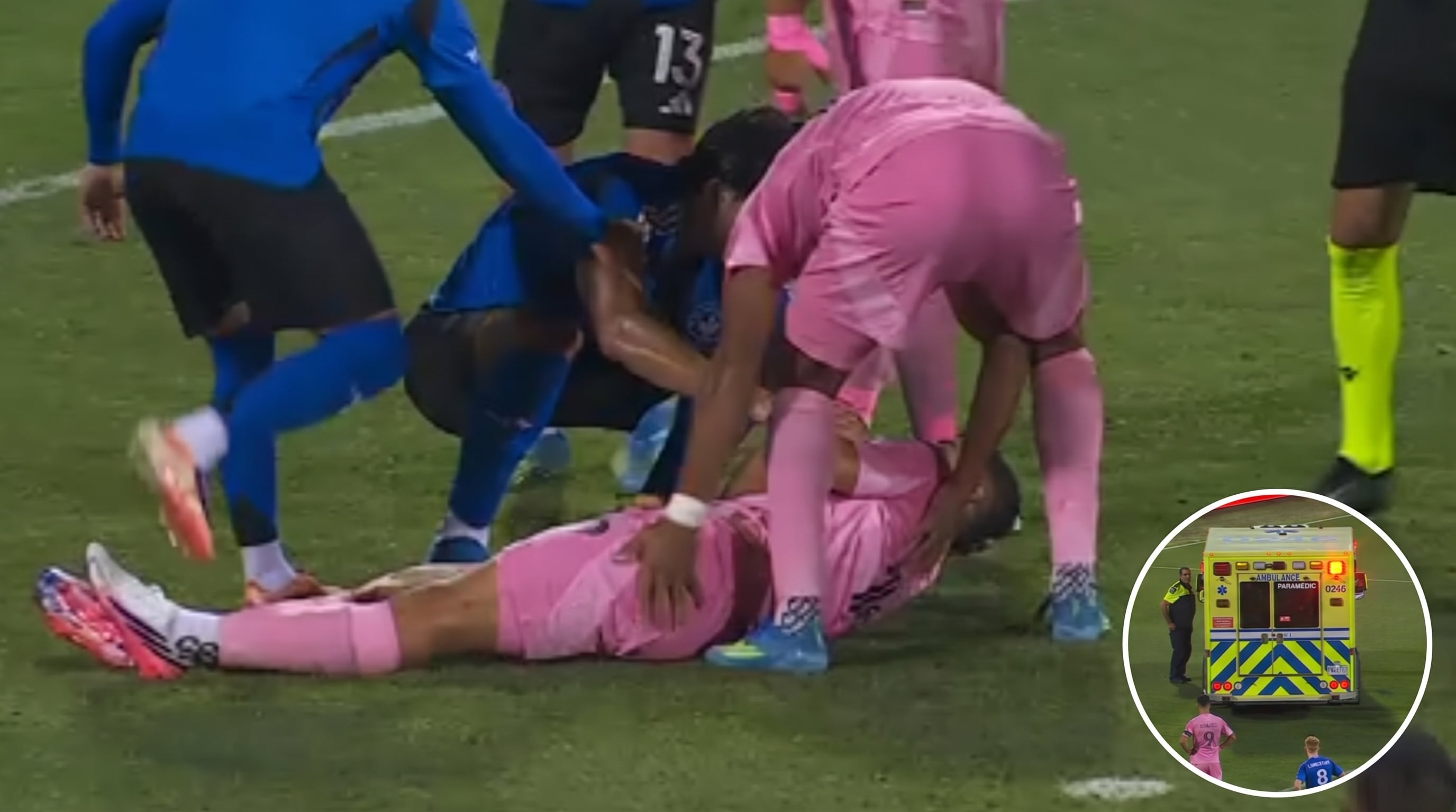 El estremecedor golpe en la cabeza del argentino del Inter Miami Germán Berterame que lo obligó a salir en ambulancia