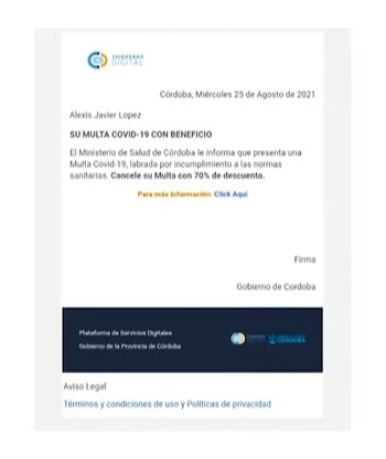 “La multa me llegó por