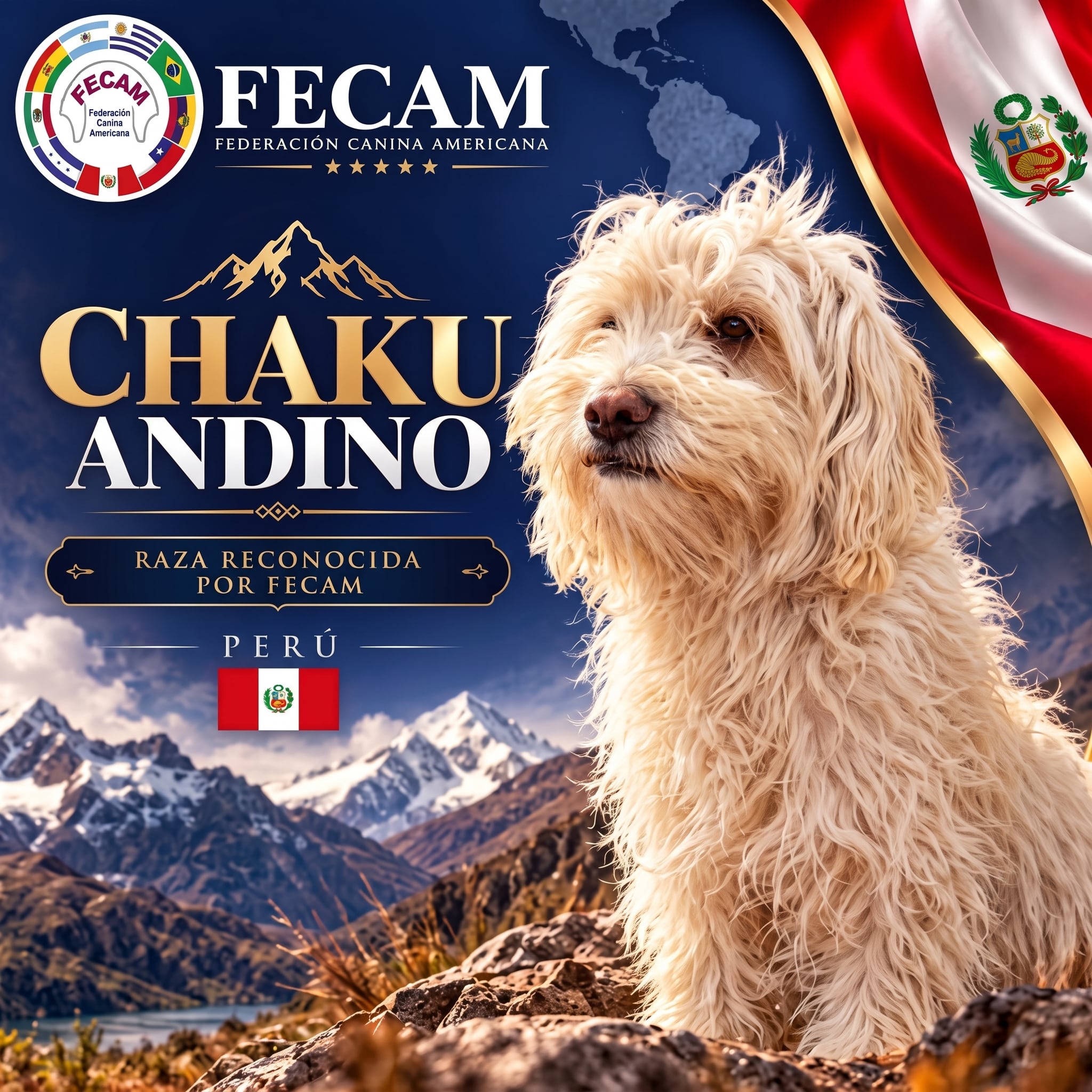 Un afiche de la Federación Canina Americana anuncia el reconocimiento de la raza canina Chaku Andino en Perú. (Imagen Ilustrativa Infobae)