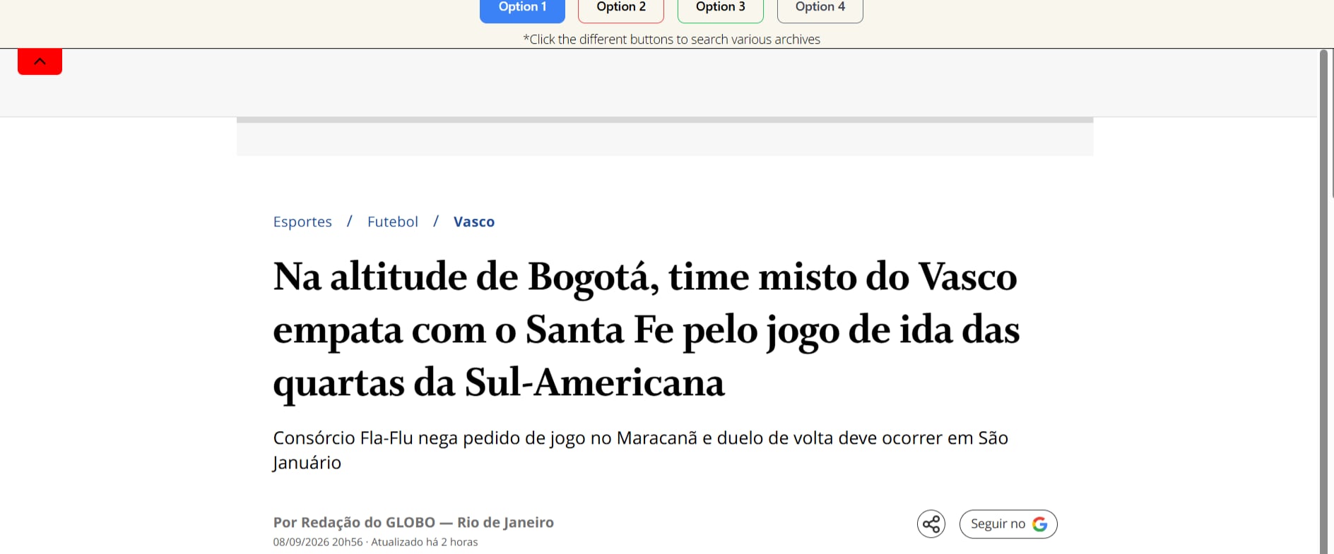 el diario brasileño resaltó el empate que sacó el cuadro del