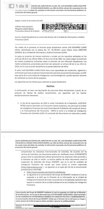 Una denuncia disciplinaria anónima solicita