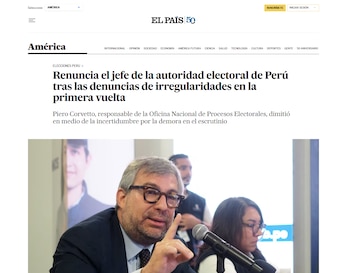 Piero Corvetto - ONPE - JNE - Elecciones 2026 - Medios internacionales - Perú - 21 abril