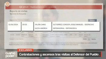 Josué Gutiérrez es cuestionado por presunto favoritismo en la Defensoría: contrataciones y ascensos tras visitas a su despacho. Captura: Cuarto Poder.