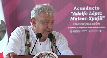 En 2024, el expresidente Andrés Manuel López Obrador inauguró el acueducto Xpujil en Calakmul, Campeche.
Crédito: Captura de Pantalla