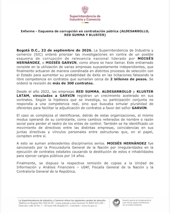 Superintendencia de Industria y Comercio habló del caso Moisés Garvin