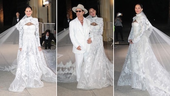 Encaje, transparencias y un velo