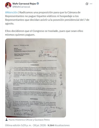Mafe Carrascal aseguró que quienes decidan asistir al evento deben asumir los costos de su desplazamiento con recursos propios y no con dinero del presupuesto público - crédito @MafeCarrascal/X