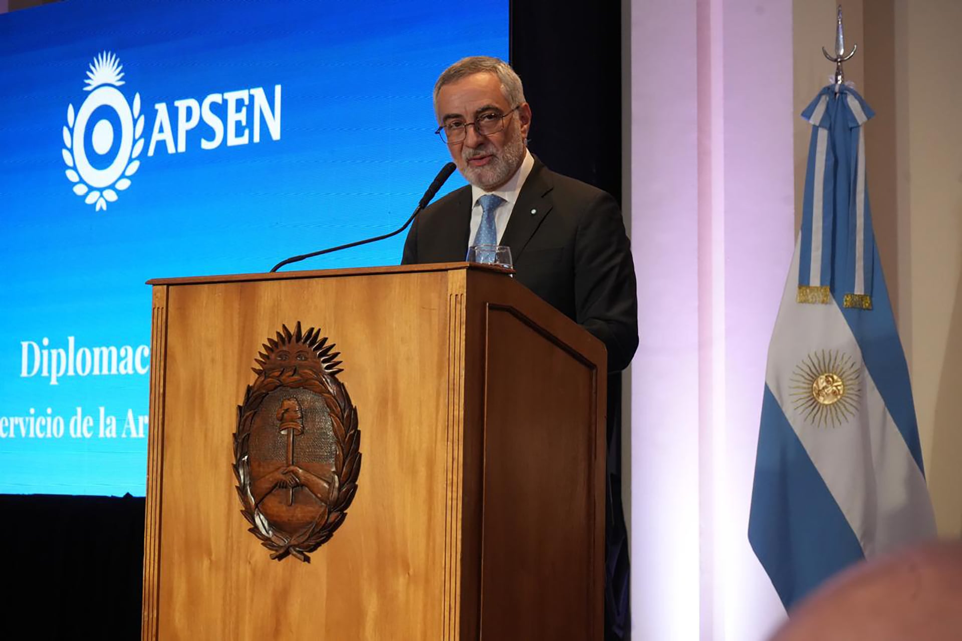 Embajador de Brasil, Julio Bitelli, durante un acto organizado por Cancillería
