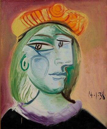 "Femme au béret rouge-orange" (Mujer