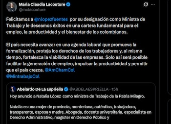 María Claudia Lacouture - crédito @mclacouture/X