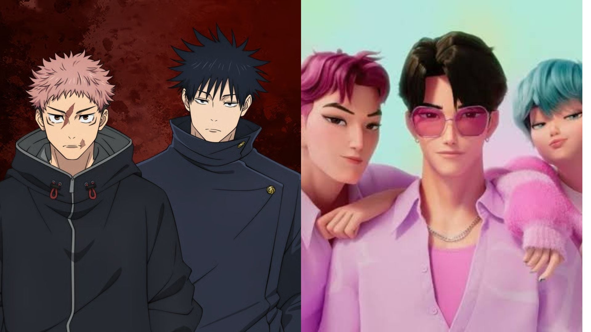 Así se verían los Saja Boys de Las Guerreras K-pop en el universo de Jujutsu Kaisen, según la IA