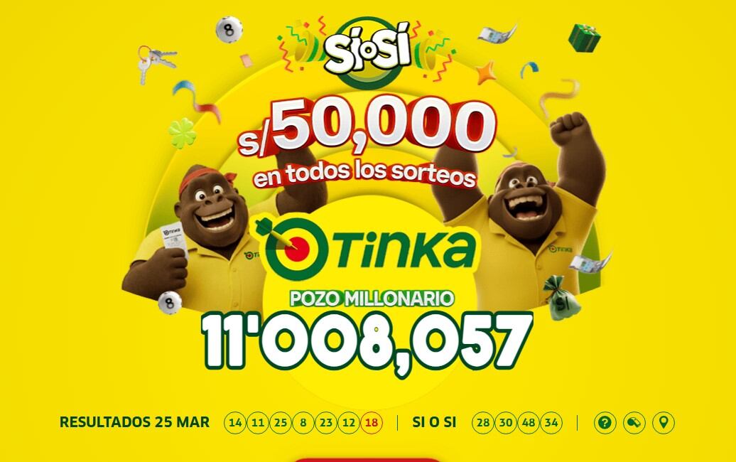 La Tinka 25 de marzo de 2026: revisa aquí los números ganadores y el pozo millonario. Captura: Web La Tinka.