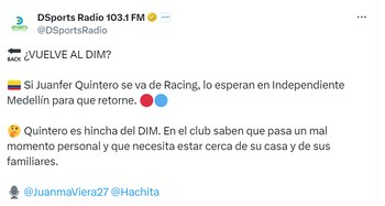 El DIM quiere a Quintero