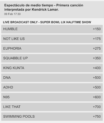 Apuesta sobre la canción con