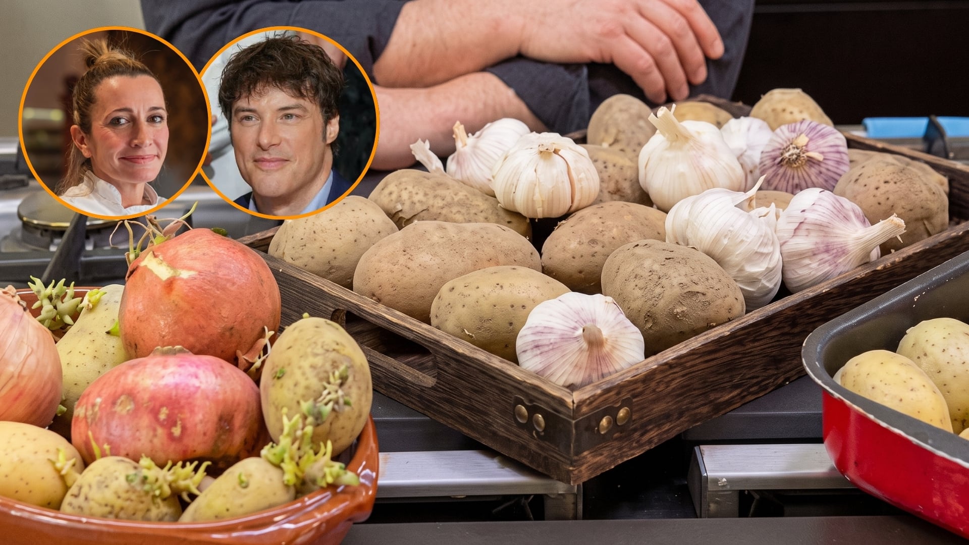 Los chefs coinciden en que el mejor método para conservar las patatas es ponerlas lejos de las cebollas y con los ajos cerca. (Montaje Infobae)