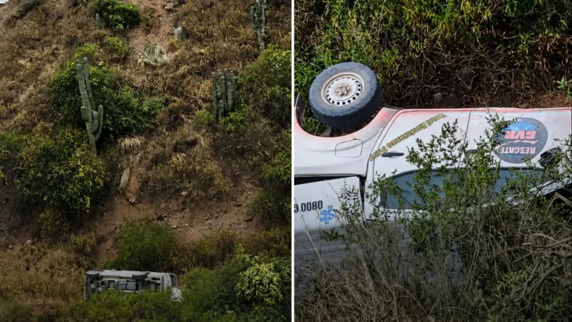 La camioneta de GVH cayó unos 30 metros al fondo del barranco en el sector de El Maray, sobre la Ruta Provincial 33 (Foto: Informate Salta)