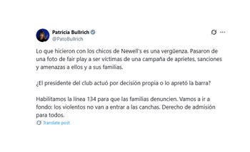 El mensaje de Patricia Bullrich