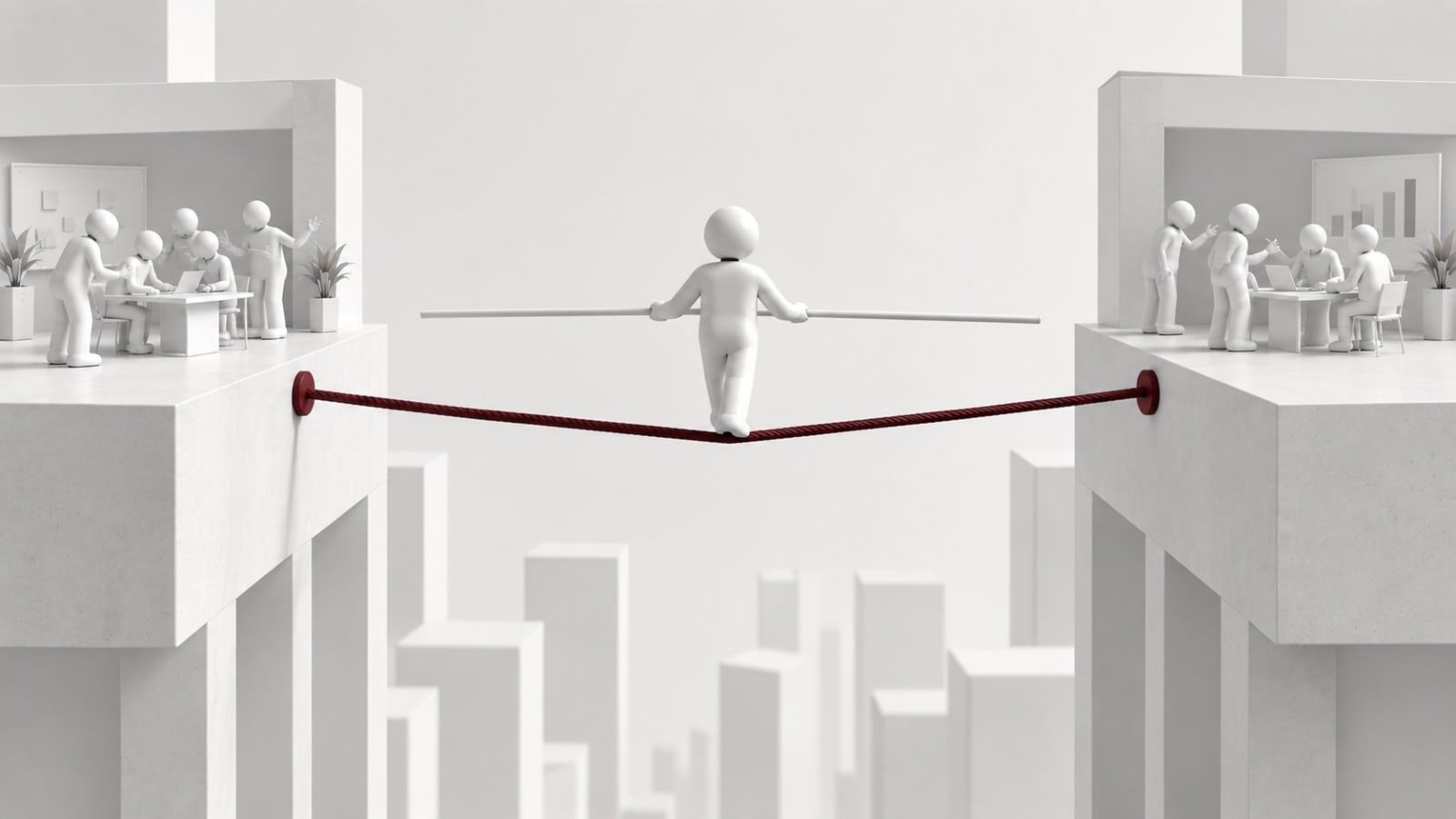 Estar en el medio puede resultar incómodo. También puede convertirse en uno de los mejores lugares para aprender a liderar (Ilustración: Movant Connection)