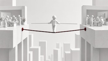 Estar en el medio puede resultar incómodo. También puede convertirse en uno de los mejores lugares para aprender a liderar (Ilustración: Movant Connection)