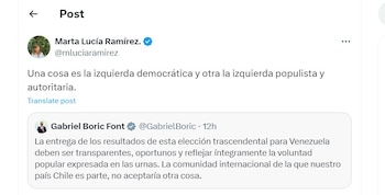 Marta Lucía Ramírez reaccionó a publicación del presidente de Chile, Gabriel Boric - crédito @mluciaramirez
