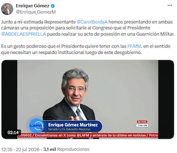 Enrique Gómez reclamó unidad institucional tras centenares de bajas en la fuerza pública - crédito @Enrique_GomezM/X