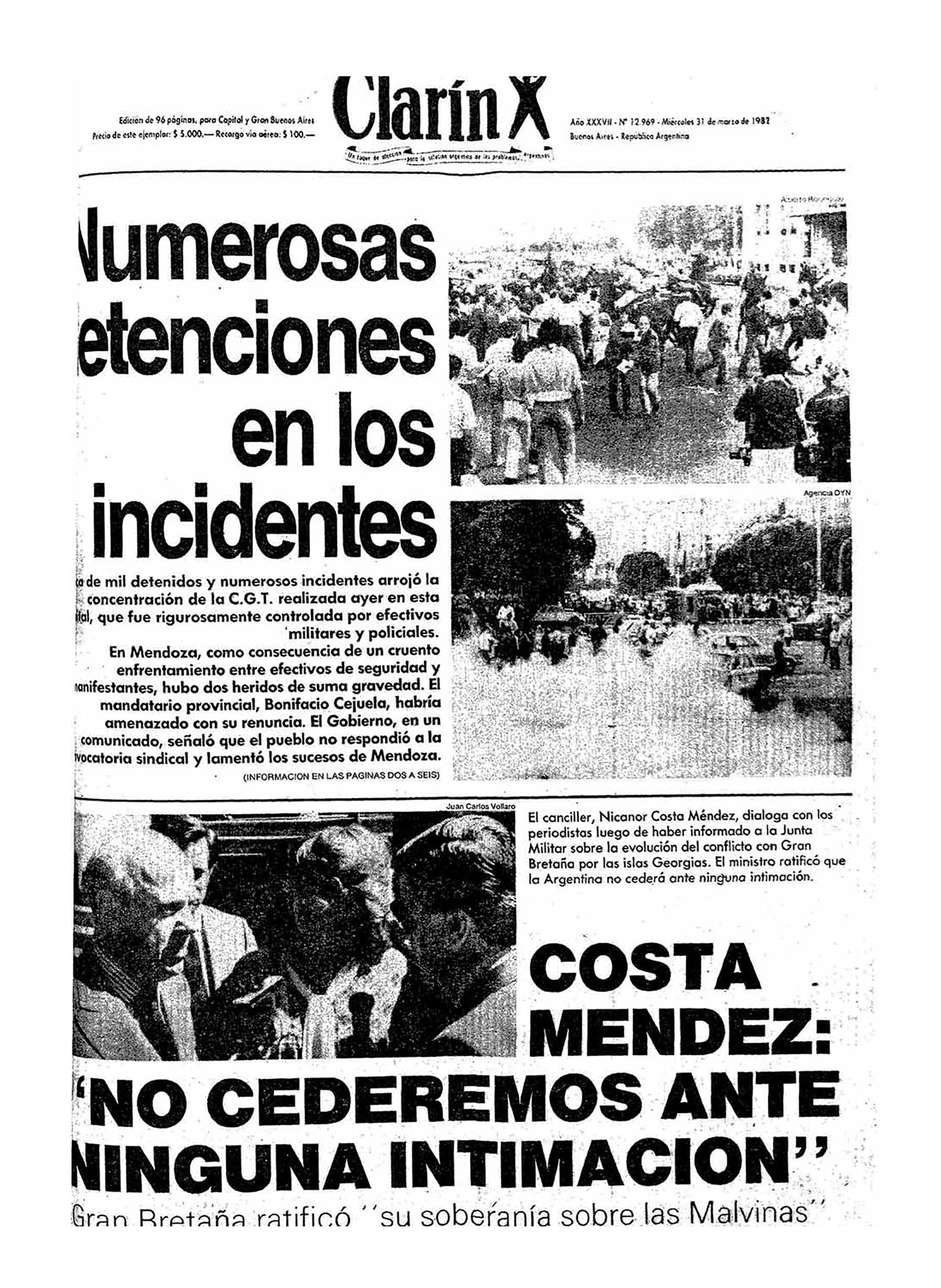 La portada del diario Clarín del día siguiente de la masiva movilización