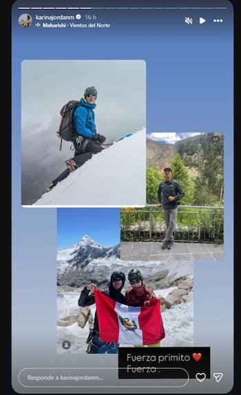 “Fuerza primito”, escribió la actriz junto a imágenes de su familiar practicando montañismo.
