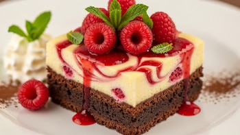 Brownie con tarta de queso y frambuesas: el postre irresistible para darse un capricho sin excusas