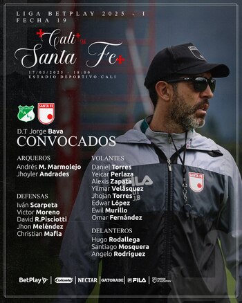 Estos son los jugadores que tendrá el estratega uruguayo Jorge Bava-crédito @SantaFe/X