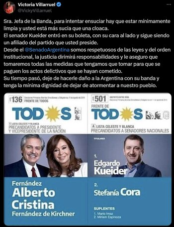 La respuesta de Villarruel a