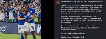 Jader Valencia se despidió de