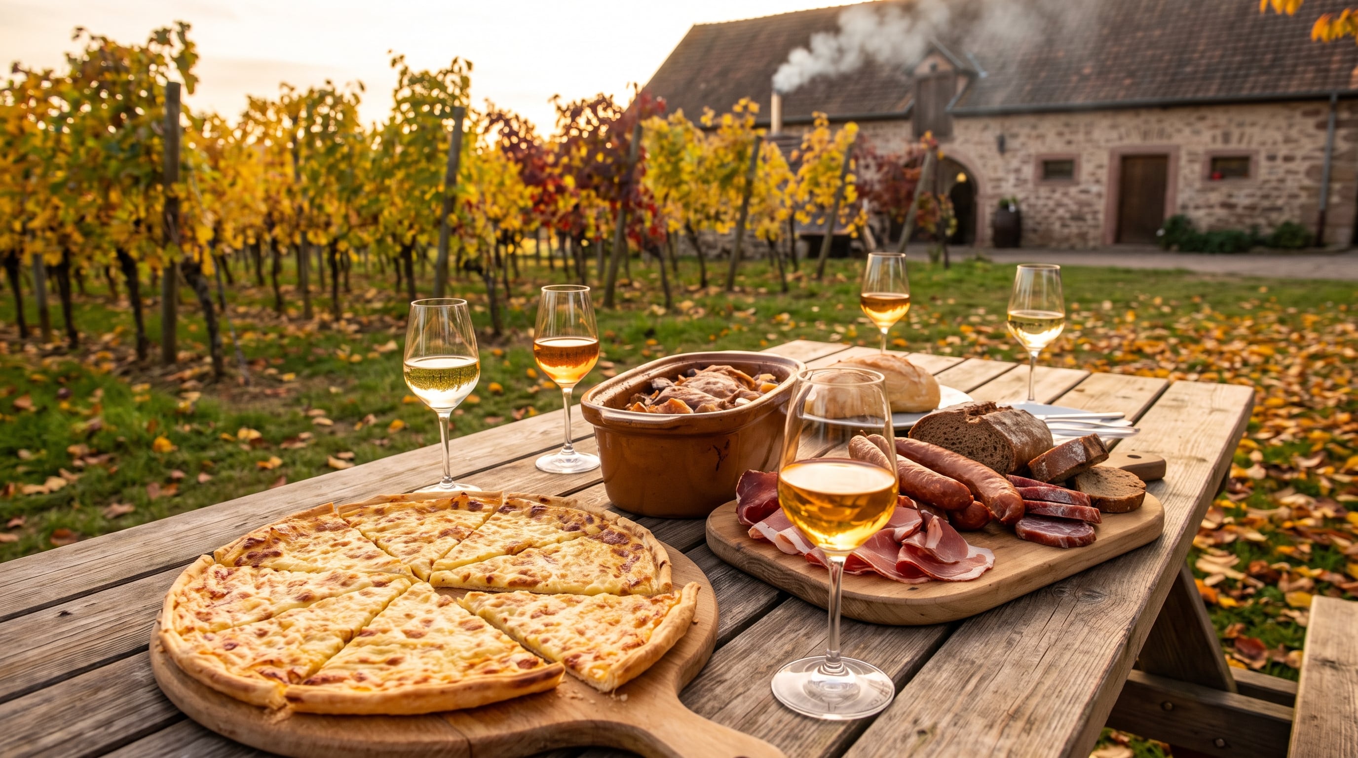 Las winstubs, tabernas típicas alsacianas, sirven tarte flambée, baeckeoffe y embutidos ahumados junto a copas de riesling y gewürztraminer. (Imagen Ilustrativa Infobae)
