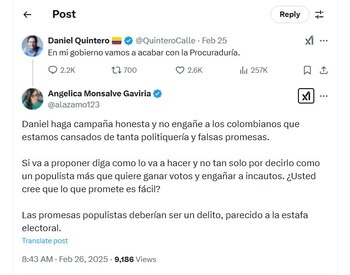 Angélica Monsalve le contestó a