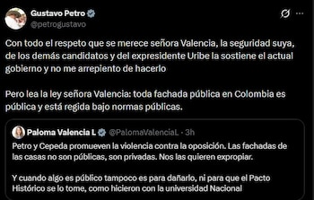 La polémica sobre si las fachadas son espacios públicos o privados enfrenta al Gobierno y a la oposición en pleno contexto electoral - crédito @petrogustavo/X
