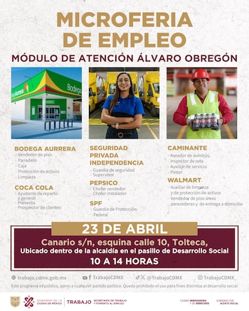 Microferias del Empleo en CDMX.
Crédito: