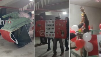 Una tanqueta de cartón, una