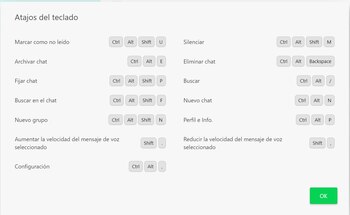 Atajos de teclado en WhatsApp