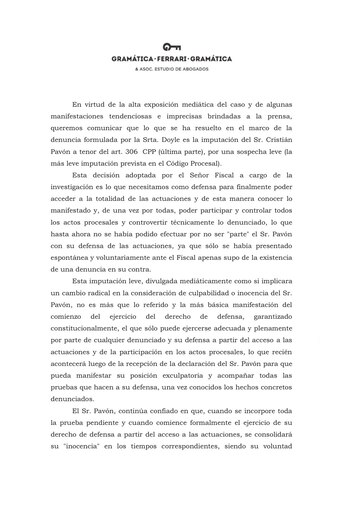 El comunicado del Estudio Gramática,