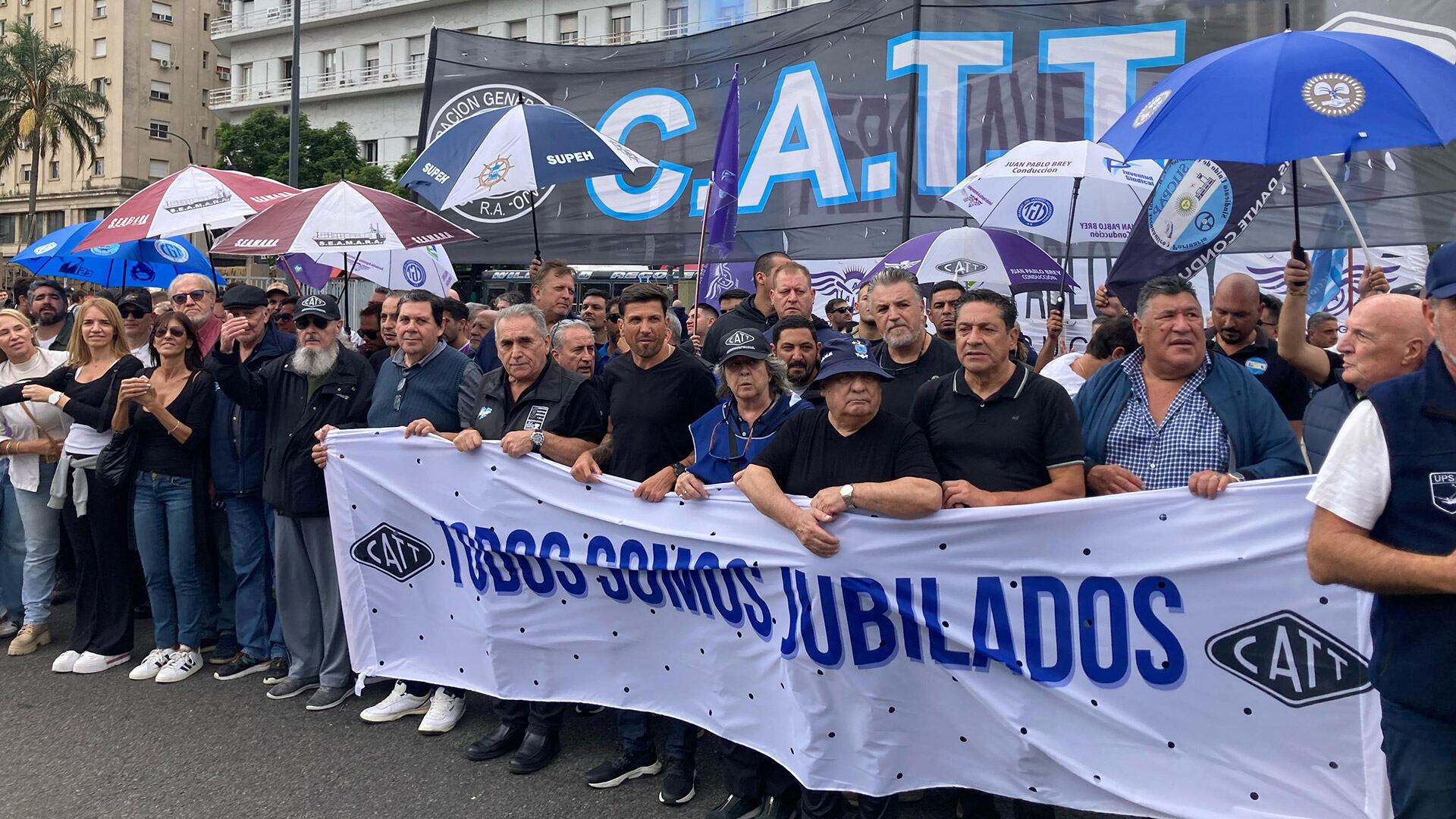 Sindicalistas de la CATT, en una marcha de los jubilados