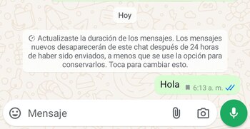 El mensaje seleccionado aparecerá junto