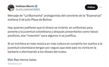 Hollman Morris compartió mensaje de