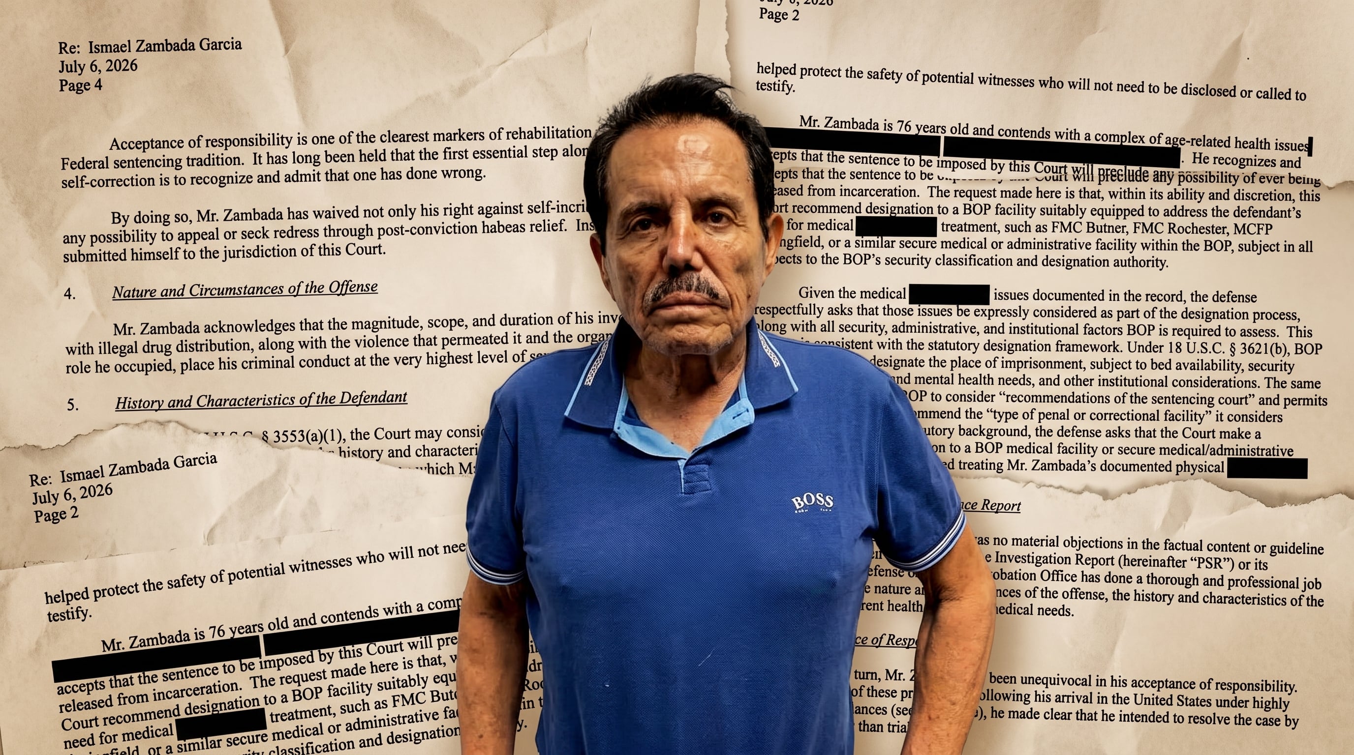 El documento fue firmado por el abogado defensor Frank A. Pérez y argumenta que Zambada García, de 76 años, padece problemas de salud crónicos y progresivos vinculados a su edad. (Imagen Ilustrativa Infobae)