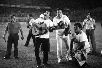 Los tres artistas presentes en