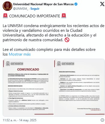 La UNMSM reportó que se