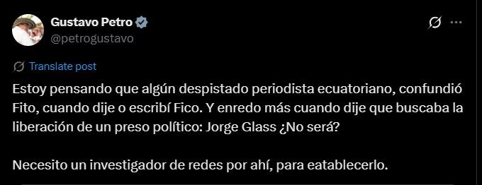 La recepción de una misiva del líder criminal en la embajada colombiana genera debate sobre el papel de Colombia en procesos judiciales regionales y obliga a desmentidos oficiales ante versiones periodísticas imprecisas - crédito captura de pantalla / X