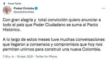 Publicación de Piedad Córdoba