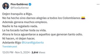 Publicación de Fico Gutiérrez sobre