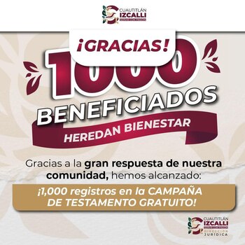 Testamento costo 350 pesos Cuautitlán