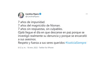 Tuit de la diputada de