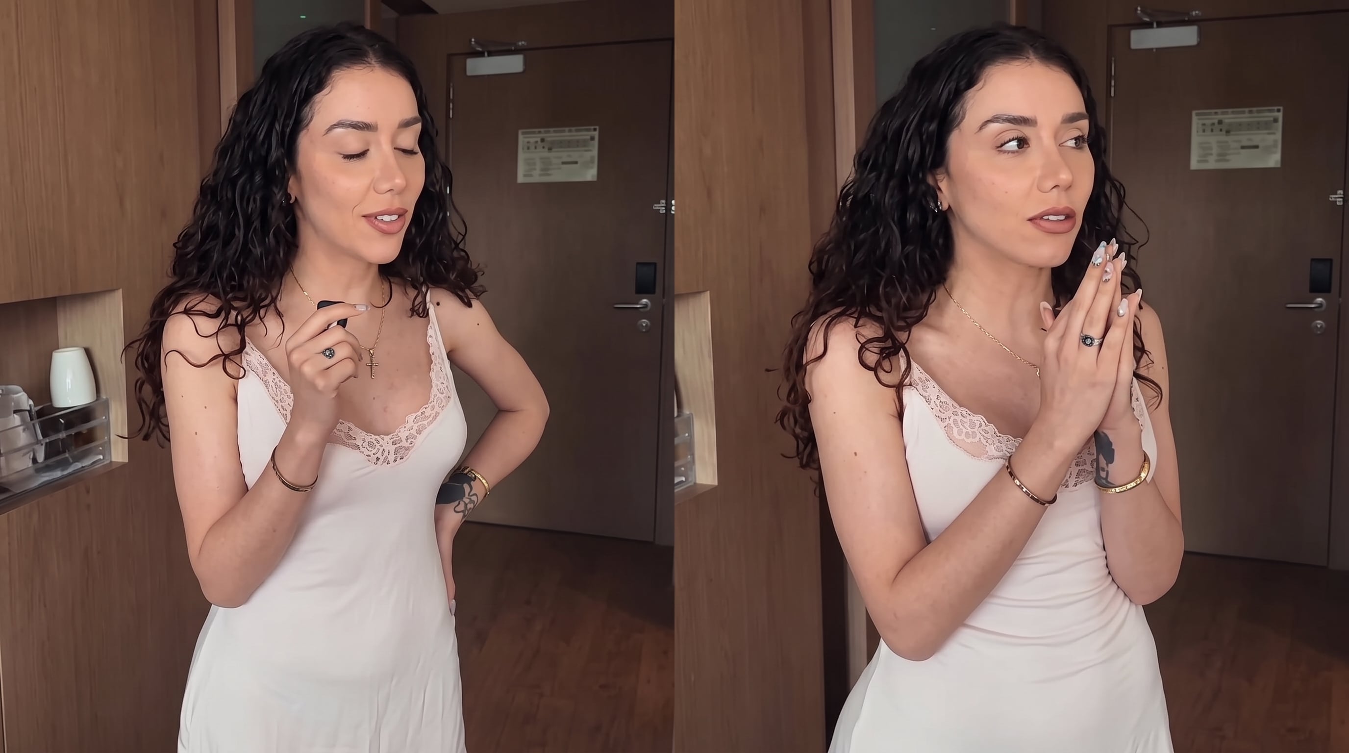 “Quiero llorar, estoy muy triste”, confesó Pindter, aunque de inmediato añadió que buscaría calma: “Ahorita me voy a hacer todas mis frases, todos mis mantras, todo mi todo para relajarme”. (Captura de pantalla)